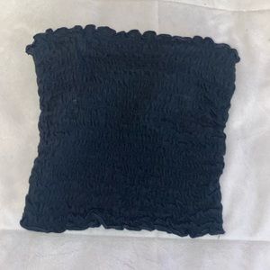 black ruffled tube top